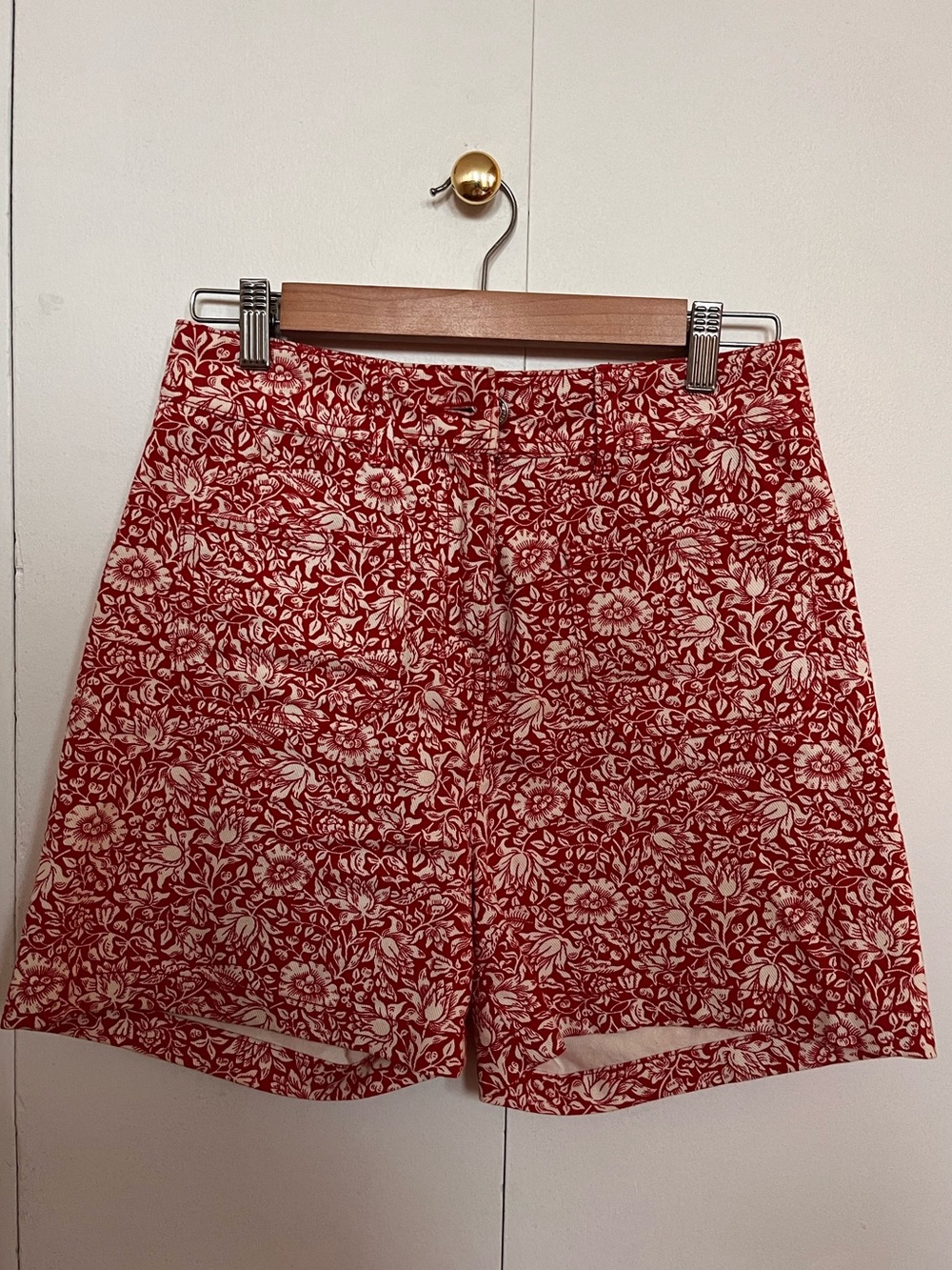 High-Rise Red Floral Print High-Waist Shorts